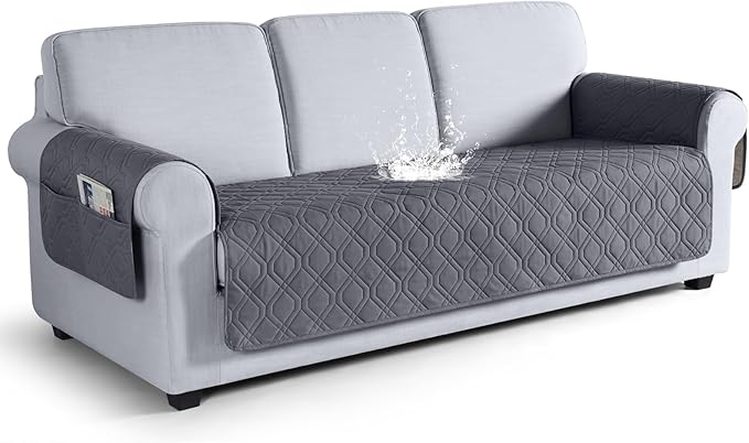 VANSOFY Couch Cover, Waterproof Sofa Covers Washable Slipcover Furniture Protector Couch Seat Covers Non-Slip Couch Cover for Dogs, Pets(Sofa, Dark Gray) | Non-Slip, Washable, Utility Pockets, Pet Friendly, Furniture Protector Slipcover for 3 Cushion C... by VANSOFYFURNITURECOVERS