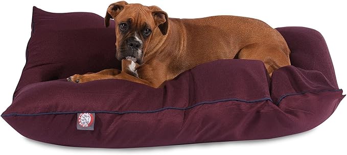 Majestic Pet Rectangle Large Dog Bed Washable – Non Slip Comfy Pet Bed – Dog Crate Bed Super Value Pillow Dog Bed – Dog Kennel Bed for Sleeping - Dog Bed Large Breed 46 x 35 Inch – Solid Burgundy by MajesticPet