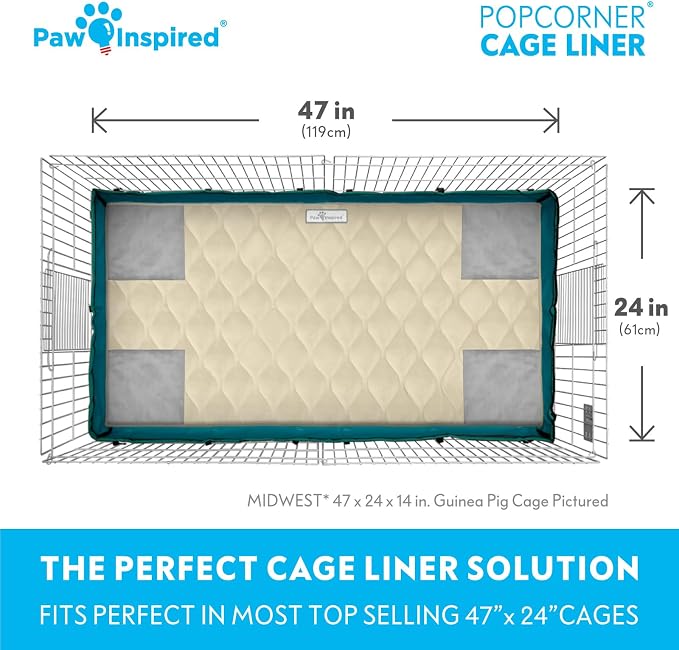 Paw Inspired PopCorner Guinea Pig Cage Liners | Washable Fleece Bedding or Pet Bed Mat for Small Animals | Super Absorbent Pee Pad with Reinforced Corners and Waterproof Bottom (Midwest, Tan) - Image 4