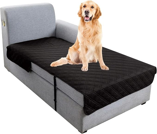 Genina L Shape Couch Cover, Sectional Couch Chaise Covers, Waterproof Washable Sofa Covers for Right L Shape Chaise Lounge, Anti-Slip Sofa Slipcovers for Dogs Cats Pet Friendly (Black) by Genina