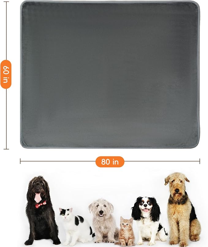 Waterproof Blanket for Bed 60"x80" | Dark Grey Throw Blanket for Large Dogs Reversible Soft Flannel Leakproof Spill-Proof Dog Blanket for Couch Camping Travel - Image 3