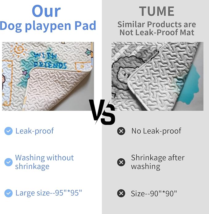 Dog Playpen Urine Pad Dog Pee Pads Puppy Pads 2 Pcs, [PLAYPEN NOT Included] Reusable Puppy Training Mat,Large Pet Pee Mats,Waterproof Pet Mats for Dogs Bed Mat,Super Absorbing Whelping - Image 2