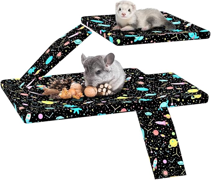YKD Ferret Cage Liners for Ferret Nation & Critter Nation Cages | Waterproof Chinchilla Cage Accessories, Washable Bedding, for Ferrets, Chinchillas, Rats (Black, Top Pan Set) by YKD