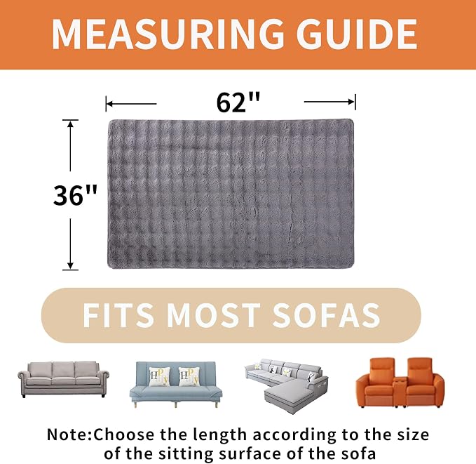 Waterproof Dog Bed Cover Non Slip Couch Covers for Dogs Washable Soft Faux Fur Sofa Cover Couch Covers for 3 Cushion Couch Sofa Pet Friendly (Grey) - Image 4