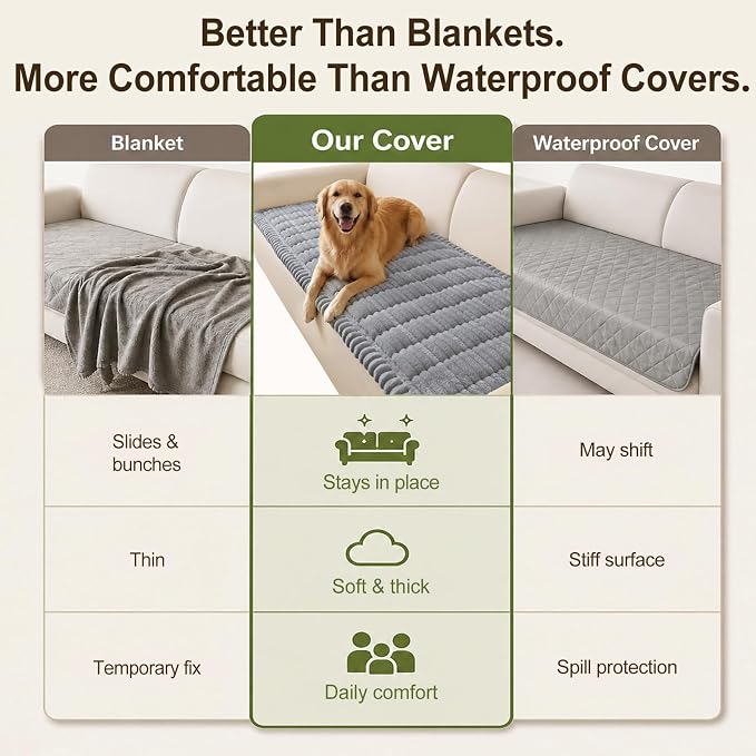 decorUhome Couch Cover for Dogs, Non Slip Fuzzy Thick Pet Sofa Protector | Pet Friendly, Durable Couch Covers for Sofa, Machine Washable, Fits Backrest Cushions & 2-Cushion Sofa, Grey, 27.6" x 47" - Image 7