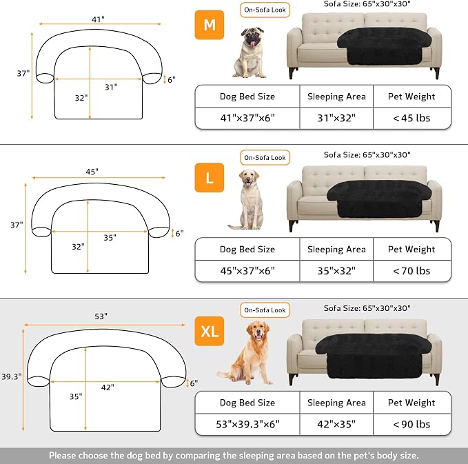 GGIB Calming Dog Bed Fluffy Plush Dog Mat for Furniture Protector with Removable Washable Cover for Large Medium Small Dogs and Cats (Extra Large (53x39.3x6), Black) - Image 5