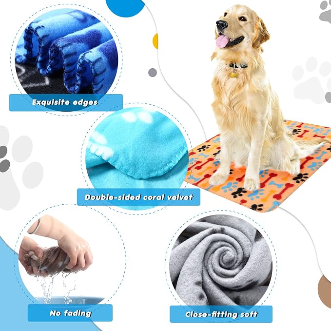 Chumia 28 Pieces Puppy Blanket Bulk Small Fleece Pet Blanket for Puppy Dogs Kitten Cats Pets Soft Warm Paw Print Sleep Mat Bed Covers, 28 Styles(27.5 x 39.3 Inch) - Image 3