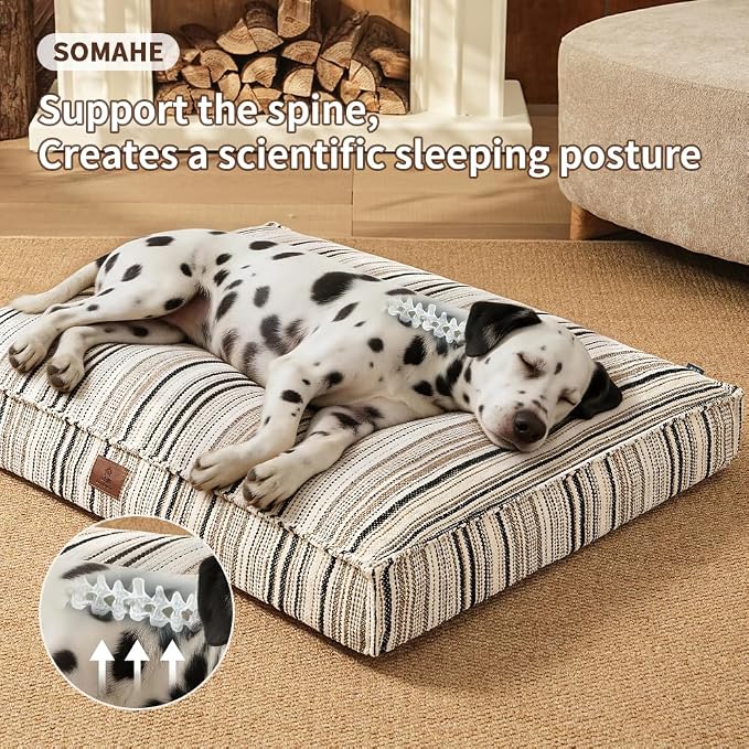 SOMAHE 4 Inch Orthopedic Dog Bed for Crate, 35 x 27 Inch, Black Chenille | Washable Removable Cover, Waterproof Inner Liner, Non-Slip Bottom, Orthopedic Dog Crate Mattress for Medium & Large Dogs - Image 5