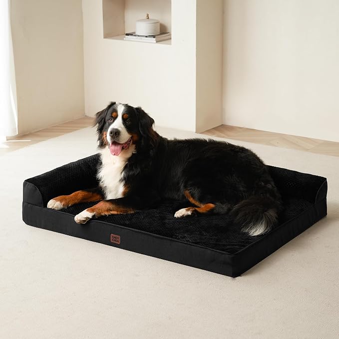 EHEYCIGA Orthopedic Dog Bed Medium Size Dogs, Memory Foam Dog Bed with Washable Removable Cover, Waterproof Pet Sofa Couch for Crate with Nonskid Bottom, 30x20x6, Black - Image 9