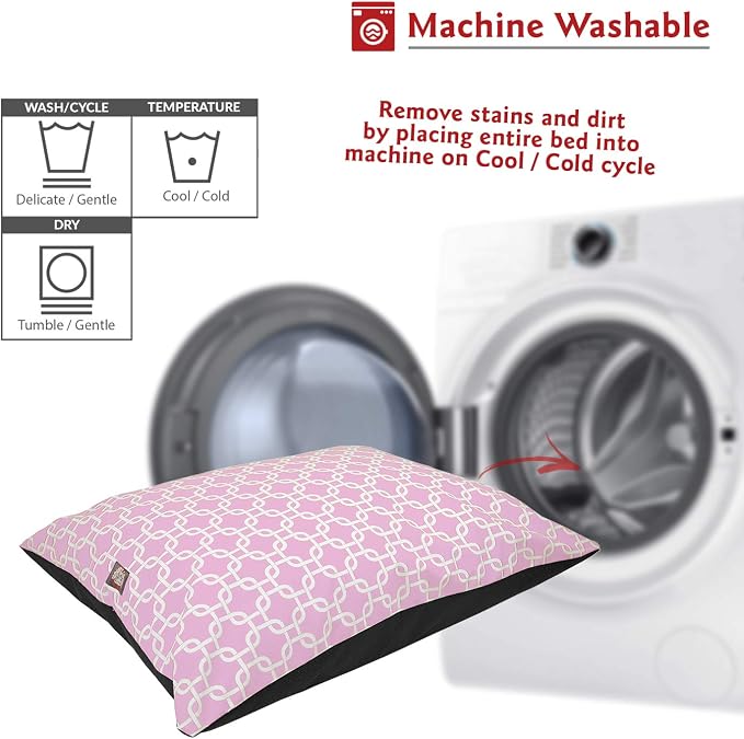 Majestic Pet Rectangle Medium Dog Bed - Non-Slip Washable Comfy Crate Kennel Pillow for Sleeping - 35 x 28 Inch for Medium Breed - Links Pink - Image 5