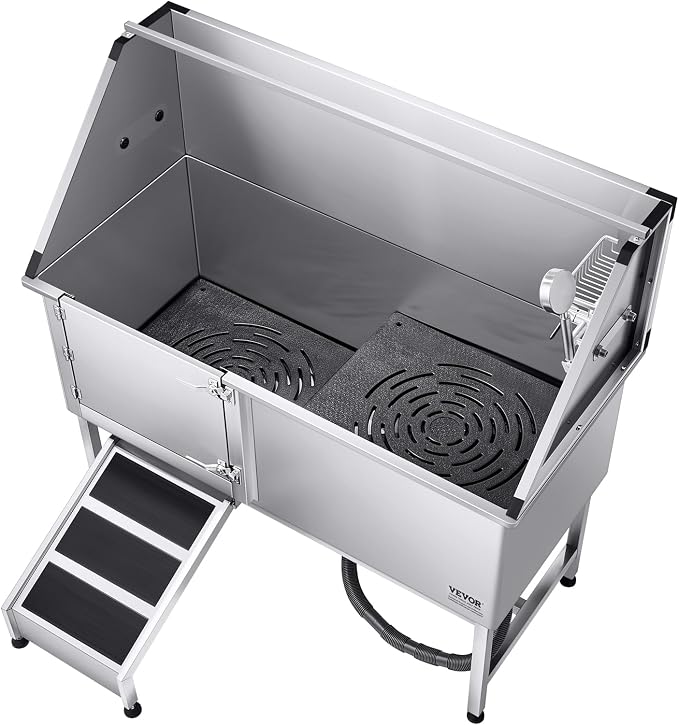 VEVOR Stainless Steel Dog Washing Station, Professional 62 inch Pet Grooming Tub w/Ramp, PE Water Filter Board, Faucet & Showerhead & Soap Holder Bathtub for Large & Medium & Small Pets (Left Door) - Image 12