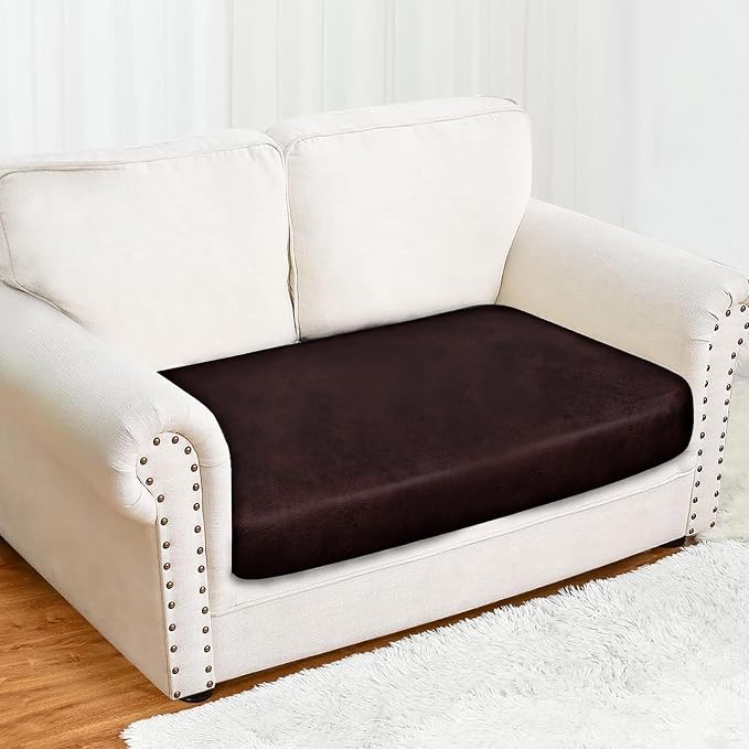 molasofa Leather Like Couch Cushion Covers Sofa Slipcovers Sets Couches Furniture Protector Covers for Sectional Armchair Loveseat Stretch Spandex Fabric, Machine Washable (1 Cushion Loveseat, Red) - Image 4