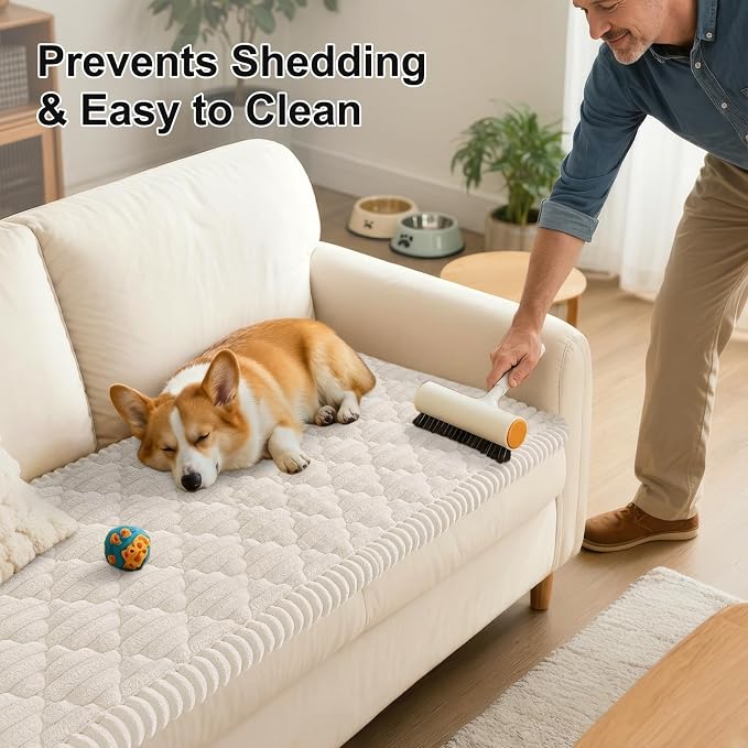 Smiry Couch Cover for Dogs Washable, Non Slip Fuzzy Pet Sofa Protector | Soft Thick Furniture Cover for Sofa, Loveseat and Sectional, Scratch & Pet Hair Resistant (White, 27.6" x 82.7") - Image 5