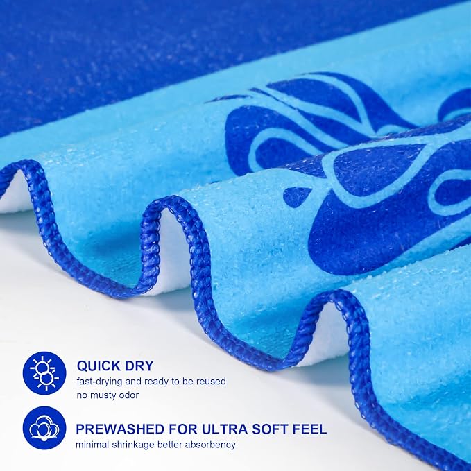 EBOOT 10 Pack Oversized Beach Towel Set Extra Large Pool Towels Microfiber Quick Dry Swim Blanket for Adult Women Men Face Hand Body Bath Travel Pool (Stylish Color,28 x 59 Inch,Ocean Animal) - Image 3