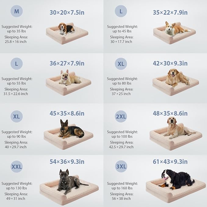 BFPETHOME Orthopedic Washable Dog Bed, Sleeping Couch for Large Senior Dogs | Deluxe Plush Rose Velvet Washable Cover, Egg Crate Foam Support, Waterproof Lining, Non-Slip Bottom, Senior Dogs - Image 2