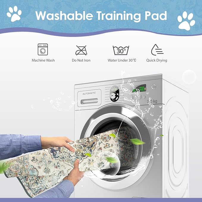 SCLOSE Washable Pee Pad for Dogs 2 Pack, 36" x 36" Reusable Puppy Pads Waterproof Dog Rugs, Super Absorbent, Leakproof, Dog Crate Pad, Playpen Mat, Whelping Pads, Vintage Medallion - Image 4