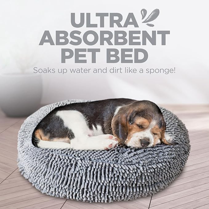 Soggy Doggy Super Snoozer Round Dog Bed, Gray, Medium 24"x24"x6" | Removable, zip-off washable cover; plush round design; for small to large breeds; car & living room use - Image 2
