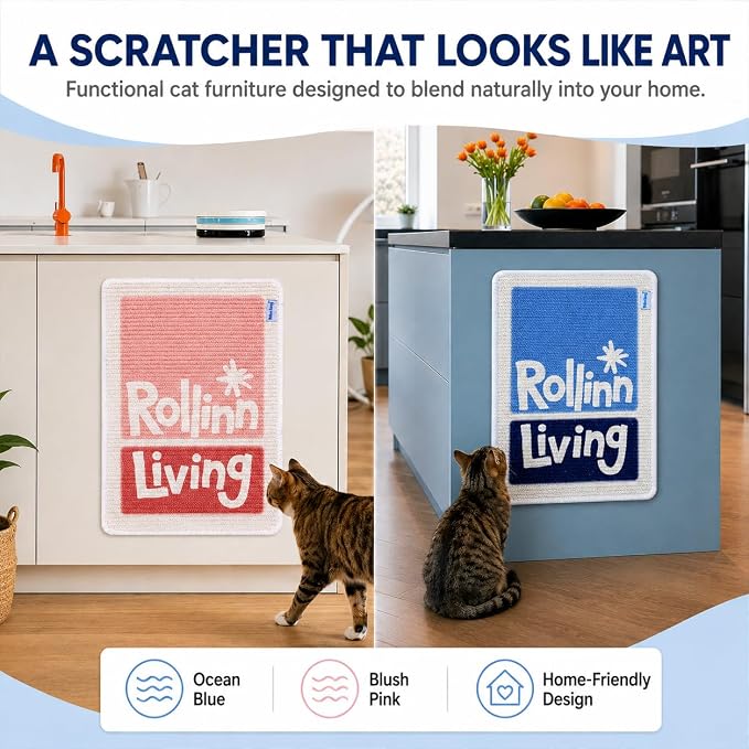 Medium Wall Mounted Sisal Cat Scratcher Mat Ocean Block - Image 8