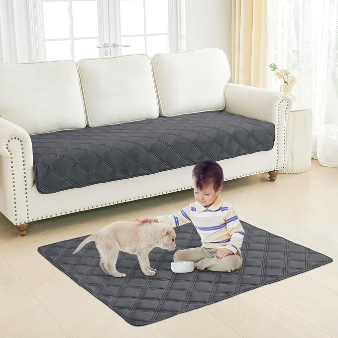 Smiry Waterproof Dog Bed Cover, Reversible Pet Blanket for Sofa Couch | Soft Washable Dog Blanket, Leakproof Couch Cover for Dogs Cats & Furniture Protection, 30x70, Dark Grey/Beige - Image 7