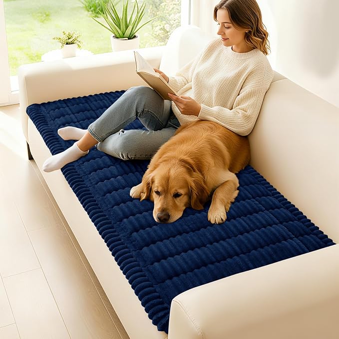 hyha Couch Cover for Dogs, Washable Non Slip Plush Flannel Sofa Protector | Thick Flannel, Silicone Anti-Slip Backing, Pet Hair & Scratch Protection, Fits Sofa & Loveseat (27.6" x 82.7") - Image 2