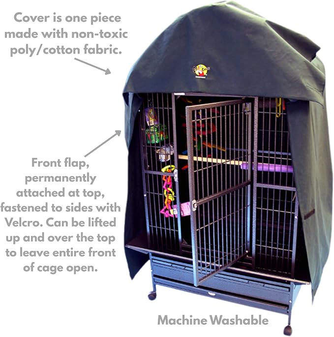 Cozzzy Covers Model 3630 DT Universal Cage Cover 60" L Poly-Cotton Black for Dome Top Bird Cages 34"–36" W x 24"–30" D for Extra Large Birds Sleep and Light Reduction - Image 4