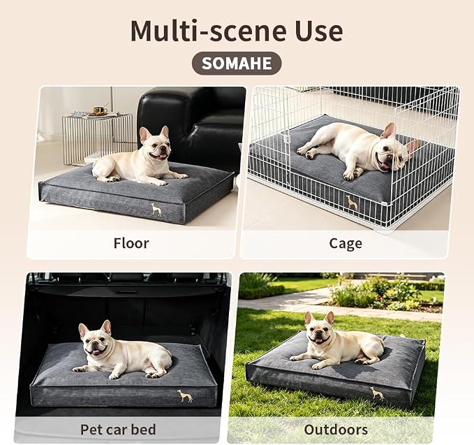 SOMAHE Waterproof Orthopedic Dog Bed, Washable, Medium 27.6x20x4 Green | Indoor/Outdoor Ready: washable Oxford cover, TPU liner, 45D support for crates, car rides, patios, and porches. - Image 8