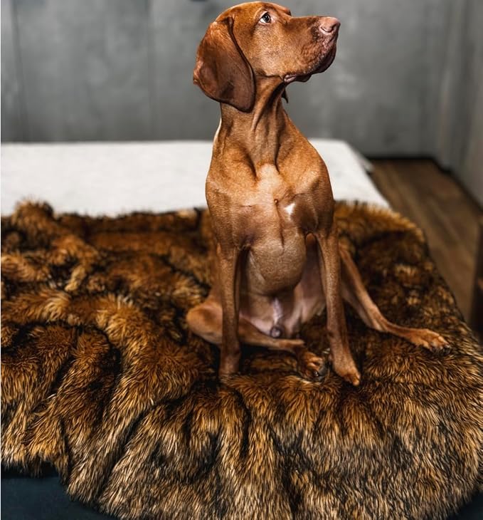 IHAPPYDOG Faux Fur Dog Blanket, Waterproof Couch Cover, Brown 80"x60" | Plush Sheepskin Style Pet Throw for Sofa, Bed, and Car, Washable Furniture Cover that Protects From Fur and Spills - Image 7