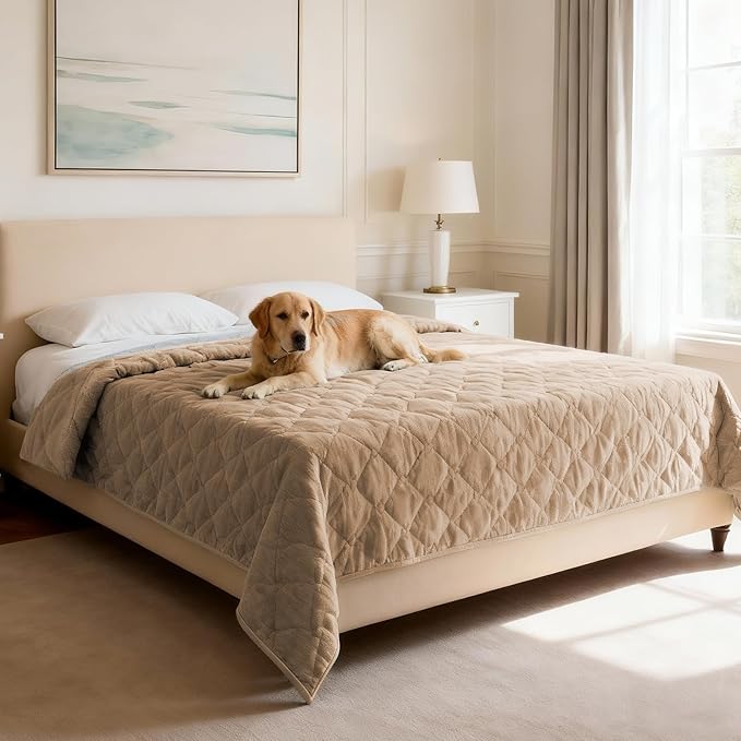 H.VERSAILTEX Couch Cover Chenille Pet Fuzzy Sofa Covers for 3 Cushion Couch and Bed Anti Slip Washable Sofa Slipcovers Soft Couch Protector Cover for Dogs Cats Kids(52" x 82",Khaki) by HVERSAILTEX