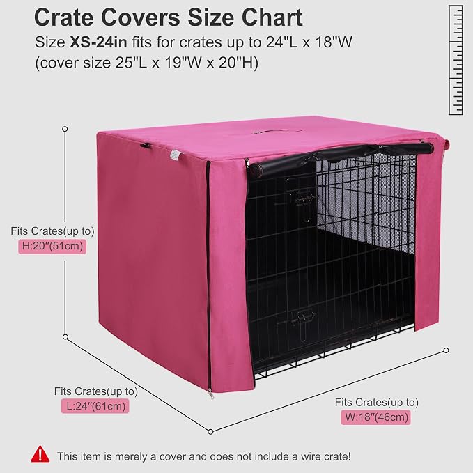 HiCaptain Breathable Dog Crate Cover 48 Inch, Durable Heavy Duty Kennel Cover, Dual Zippered Panels, Windproof Waterproof UV-Resistant(Pink) - Image 6