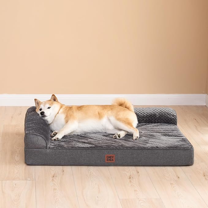 EHEYCIGA Orthopedic Dog Bed Medium Size Dogs, Memory Foam Dog Bed with Washable Removable Cover, Waterproof Pet Sofa Couch for Crate with Nonskid Bottom, 30x20x6, Dark Grey - Image 9