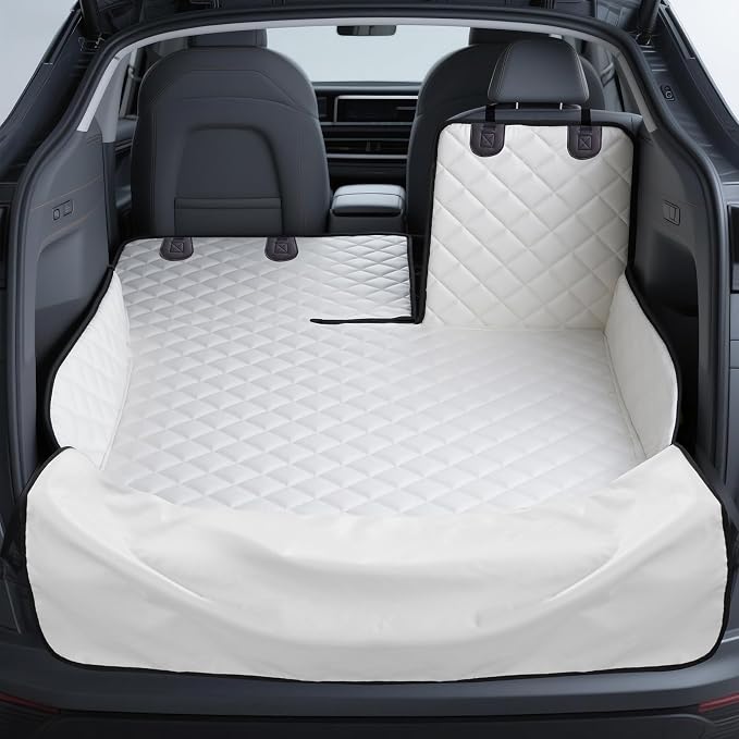 Heavy-Duty Leather SUV Cargo Liner for Fold Down Split Seats, Armrest Pass-Through Compatible, Pet-Friendly, Ideal for Dogs by Unknown