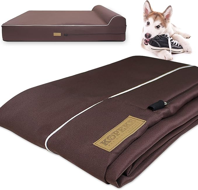 Dog Bed Chew Proof Replacement Cover for KOPEKS Memory Foam Beds - Brown - Extra Large (Jumbo Size), (KPS-1113) - Image 2