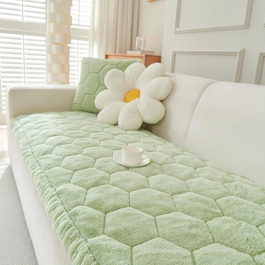 New Thick Sofa Covers Washable - Soft Flannel Universal Sofa Cover 2 3 4 Seater, Non-Slip Couch Cover, Couch Seat Covers Sofa Slipcovers Furniture Protector for Living Room (Green, 90x180cm) by GKXLH