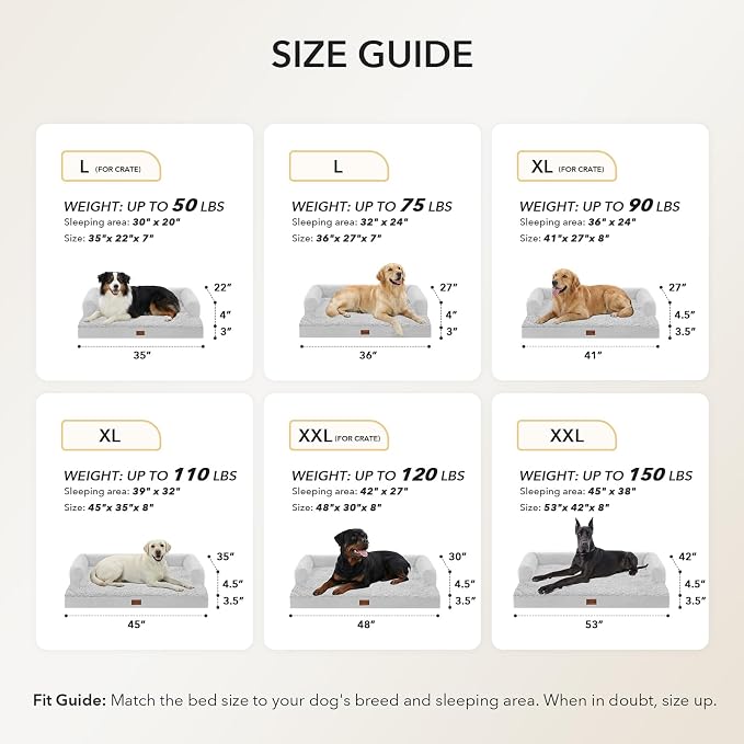 Waterproof Orthopedic Dog Bed for Large Dogs, 36x27in, Grey White | Orthopedic Foam Relieves Joint Pressure, Bolsters Supports Head And Neck, Washable Cover, Non-Slip Bottom - Image 5