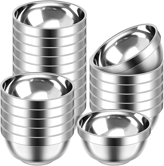 Mimorou 20 Pack 304 Stainless Steel Bowls Set 34oz Metal Double Walled Insulated Snack Mixing Lightweight Multipurpose Toddler Dinner Bowls for Ice Cream, Cereal, Snack by Mimorou