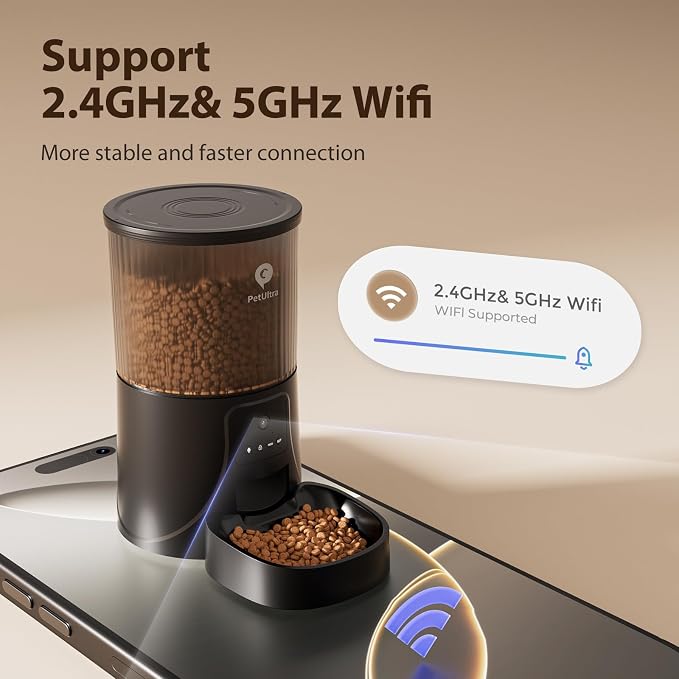 PETULTRA Automatic Cat Feeder with Camera: 5G WiFi Auto Pet Feeder Precise Timed Feeding with HD Video & 2-Way Audio, Food Dispenser with Desiccant Bag to Keep Kibble Fresh, Easy Setup for Indoor Cats - Image 5