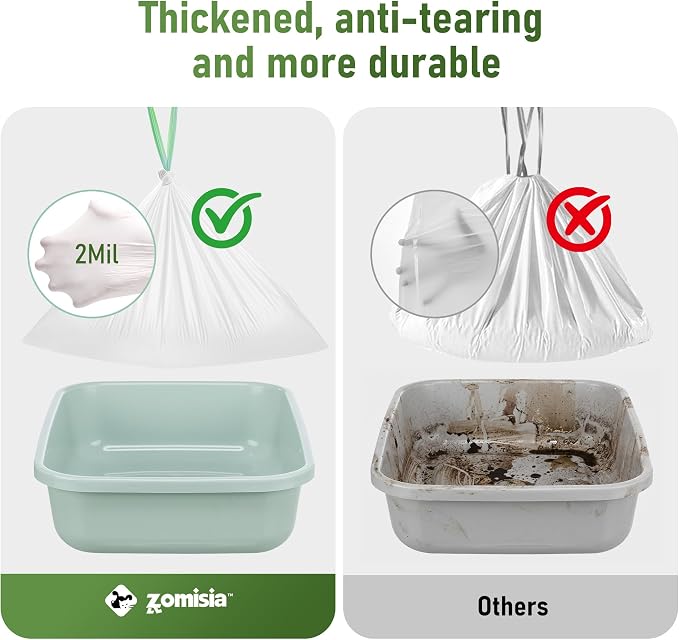 ZOMISIA Super Jumbo Litter Box Liner XXL - 30 Count 47" x 24" Litter Bags | Cat Litter Pan Liners with Drawstring, Extra Thick, Tear Resistant Heavy Duty, Easy Clean up for Litter Tray, Unscented - Image 3
