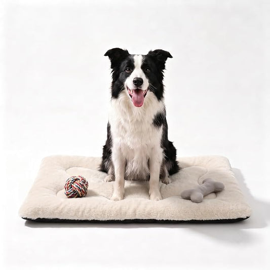 Dog Bed 36" for Metal Crate Pad,Washable Sleeping Mat for Medium/Large Pets | Soft faux rabbit fur, non-slip,machine wash/dry, plush cushioning, for crates, floors & travel, multiple sizes for all breeds by Poimerk