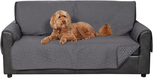 Furhaven Waterproof & Non-Slip Sofa/Couch Cover Protector for Dogs, Cats, & Children - Quilted Paw Print Living Room Furniture Cover - Gray, Sofa by FurHaven
