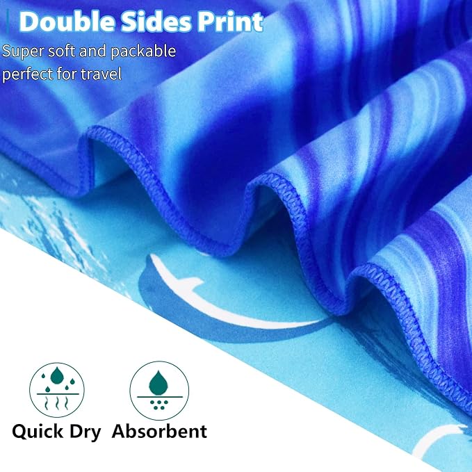 TwoYek Microfiber Beach Towel Extra Large 71x32 Blue Shell 2 Pack | Thin & Lightweight, Sand Free, Super Absorbent & Quick Dry, Oversized Towels for Beach Bath Pool Swim Travel Essentials Gift - Image 7
