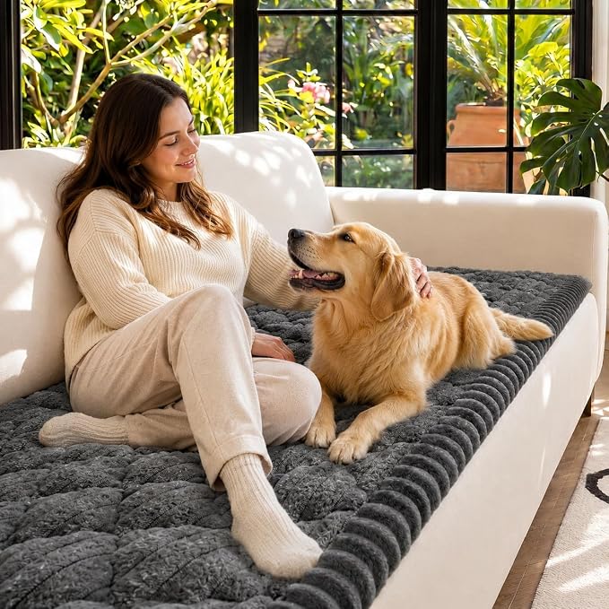NILUOH Couch Cover for Dogs Washable, Non Slip Furniture Protector for Pet | Suitable for Leather & Fabric Couch, Prevents Pet Hair, Scratches & Stains, Pet Friendly, 27.6"x82.7" - Image 2