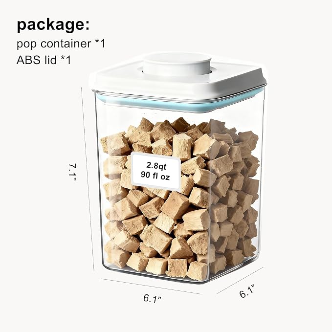 Dog Cat Pop Food Storage Container Airtight Pet Treat Container 2.8qt *1 | Airtight Dog Food Container for Kibble & Treats, BPA-Free Stackable Pop Up Lid Plastic Container One-Touch Opening - Image 2