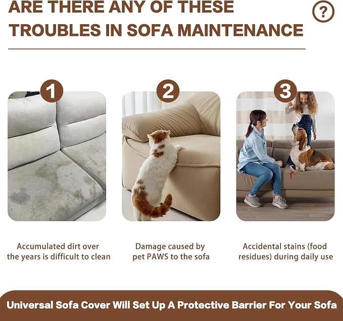 DREAMINGO Boho Couch Cover Sofa Covers for 2 Cushion Couch Jacquard Chenille Couch Cover Blanket Living Room Pet Furniture Protector Sectional Couch Covers for Dogs Washable, Brown, 71"x118" - Image 4