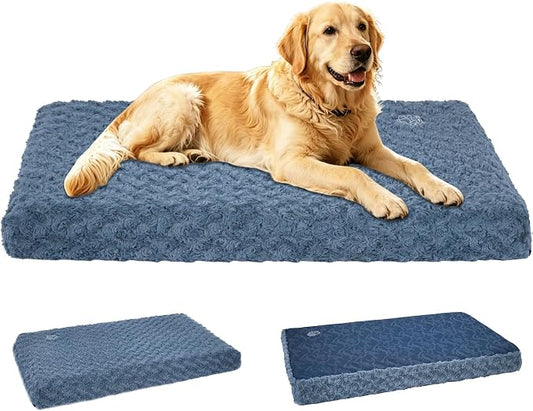 EMPSIGN Dog Bed Mat Crate Pad Mattress, Ultra Soft Pet Kennel, Navy, XL | Reversible(Cool & Warm), Waterproof Linings, Removable Machine Washable Cover, for 42" Dog Crate, Soft Rose Plush/Canvas by EMPSIGN