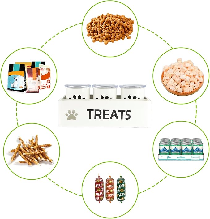 28oz Metal Dog Treat Container Set of 3,Dog Treat Jars with Airtight Lids,Cat Treat Jar,Dog Treat Canister for Countertop,Coated Galvanized Steel Dog Treats Station-White - Image 7