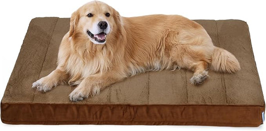 Dog Bed for X Large Dog - Orthopedic Pet Beds with Memory Foam, Waterproof Removable Washable Cover with Non-Slip Bottom, Khaki, 41" L x 27" W x 3" H by ZAKAPAWS