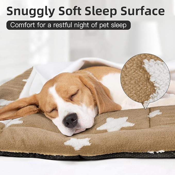 Mora Pets Cat Bed for Indoor Cats Washable Dog Crate Pad Cute Star Dog Bed Mat for Small Dogs Pet Kennel Pad for Cage Soft Flat Puppy Kitten Cushion for Sleeping Anti-Slip Brown 22 x 13 - Image 2