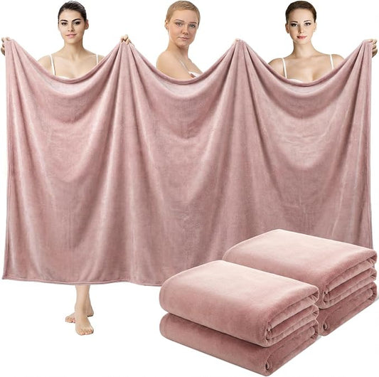Mixweer 4 Pcs Oversized Bath Towels, 40 x 80 Inch Giant Microfiber Jumbo Bath Sheets Soft Bathroom Microfiber Quick Dry Absorbent Shower Towels for Spa Camping Beach(Platinum) by Mixweer