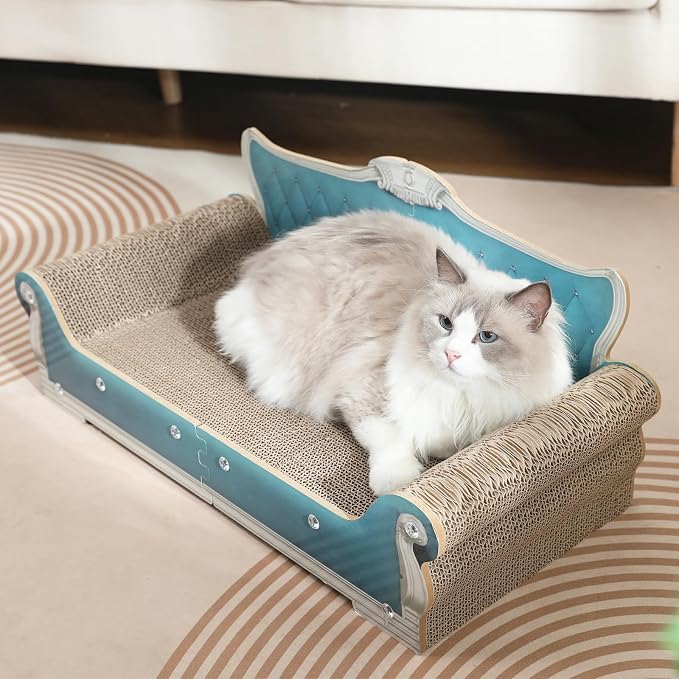 Cat Sofa Shape Scratch Pad for Large Medium Small Indoor Cats,Larger-Sized Recyclable Reversible Cardboard Cat Couch for Resting Claw Grinding and Playing - Image 5