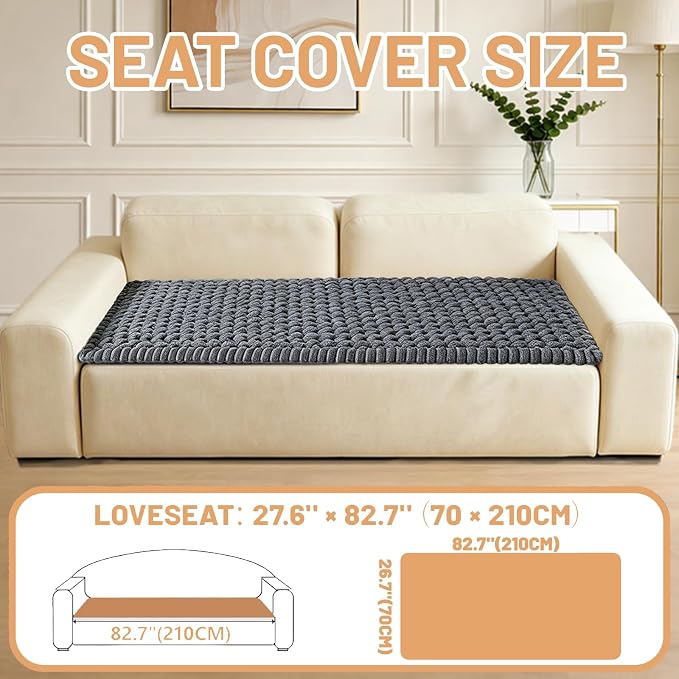 Waterproof Couch Cover for Dogs Washable,Nonslip Fuzzy Durable Pet Friendly | Soft Slipcovers for 3 Cushion Sofa Cover,Plush Thick Protector Fits Mat Bed Leather & Fabric Couches (Grey 27.6"x82.7") - Image 4